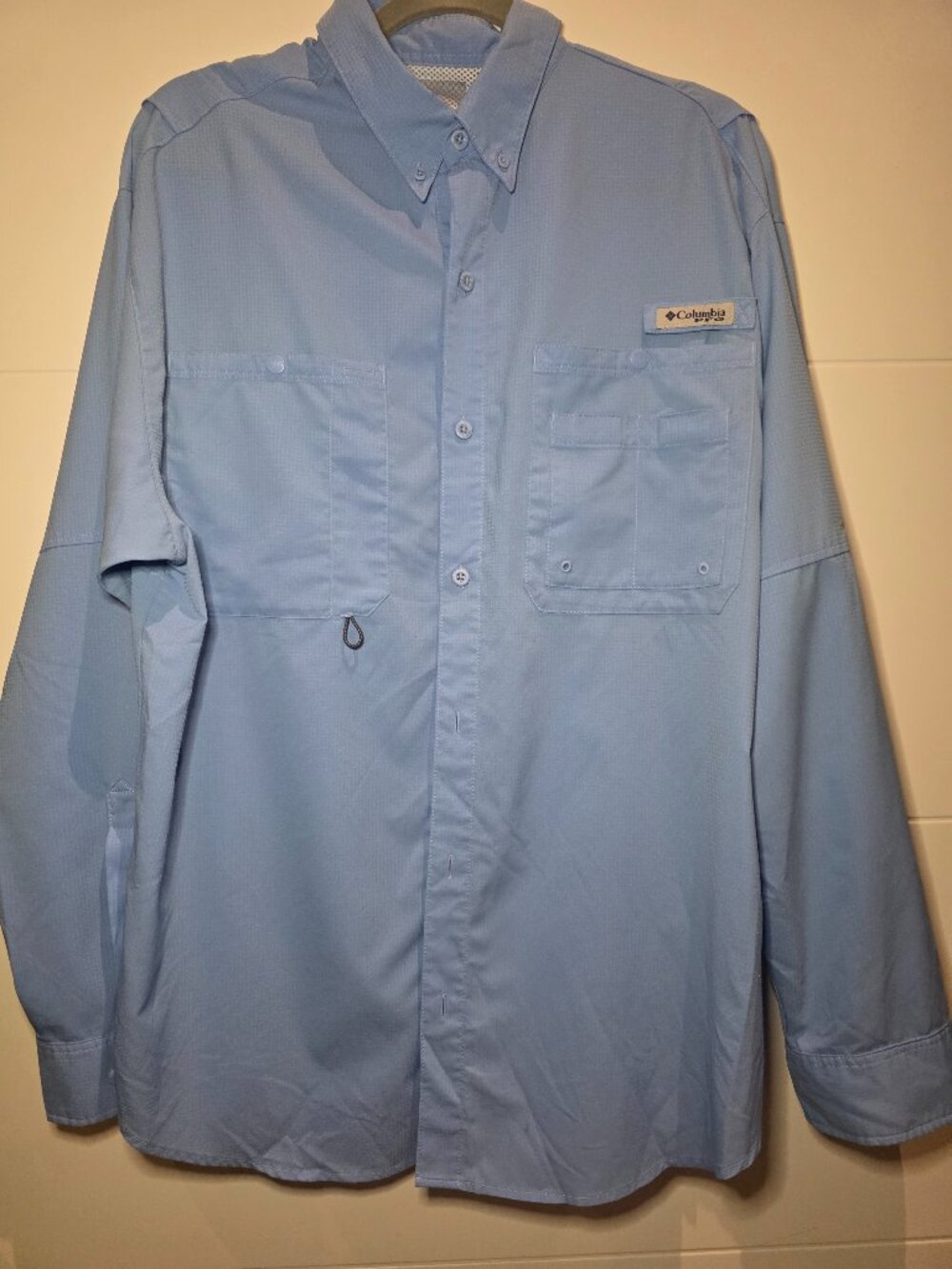 Columbia PFG Men’s Long Sleeve Fishing Shirt Light Blue Performance Button Down